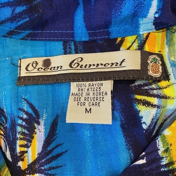 Ocean Current Vintage Hawaiian Men’s XL Blue Shirt Vacation Palm Trees Sunset - Picture 7 of 7